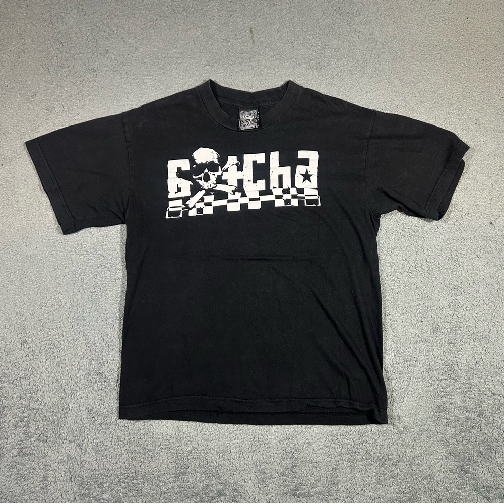 Vintage Y2K Boys XL GOTCHA Black T-shirt Skull Graphic FITS SMALL MEN’S #1672